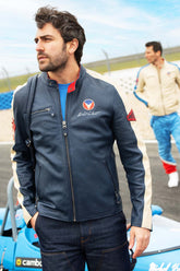 Men's Michel Vaillant Michel leather jacket in royal blue